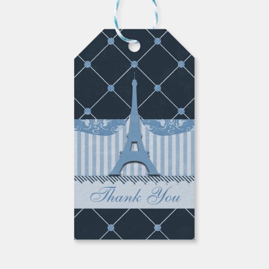 Chique blauwe Eiffeltoren dank u Cadeaulabel (Achterkant)