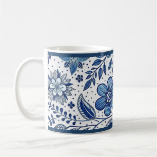 Chique blauwe en witte chinoiserie kerst mok