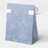 Chique Blauwe Fleur Damask Trouwgunst Geschenkdoos Bedankdoosjes (Achterkant)