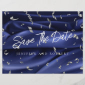 Chique blauwe fluwelen fotocollage Save the Date k Flyer (Achterkant)