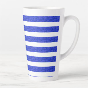 Chique Blauwe Geometrische Strepen Latte Mok