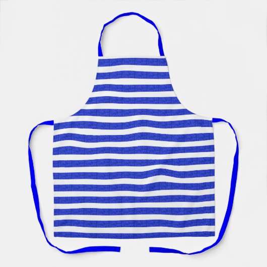 Chique Blauwe Geometrische Strepen Schort (Voorkant)