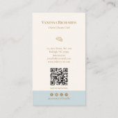 Chique blauwe geruite bakkerij QR-code verticaal Visitekaartje (Achterkant)