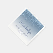 Chique Blauwe Glitter Drip Verjaardagsfeestje Servet (Hoek)