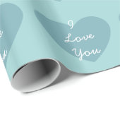 Chique blauwe harten cadeaupapier (Rol Hoek)