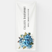 Chique Blauwe Hortensia Bloem Vlinder Bruidsdouche Spandoek (Verticaal)