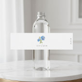 Chique Blauwe Hortensia Bruiloft Waterfles Etiket