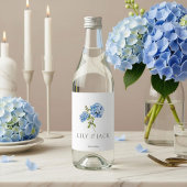Chique Blauwe Hortensia Bruiloft Waterfles Etiket