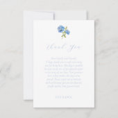 Chique blauwe Hydrangea bruiloft dank u kaart (Voorkant)
