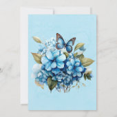 Chique Blauwe Hydrangea Vlinder Bruiloft Uitnodigi Kaart (Achterkant)