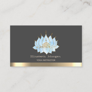 Chique Blauwe Lotus Gouden Streep Yoga Instructric Visitekaartje