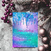 Chique blauwe ombre glitter druppels Kerstmis nieu