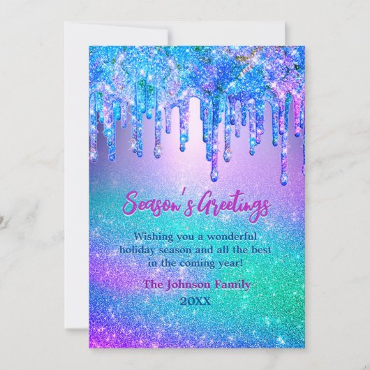 Chique blauwe ombre glitter druppels Kerstmis nieu (Voorkant)