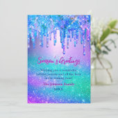 Chique blauwe ombre glitter druppels Kerstmis nieu (Staand voorkant)