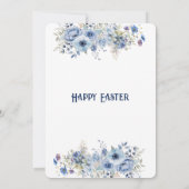 Chique Blauwe Pastel Bloemen Paaszondag Party Kaart (Achterkant)
