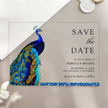 Chique Blauwe Pauw Indiase Trouw Save the Date