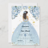 Chique Blauwe Quinceañera Kaart (Voorkant)