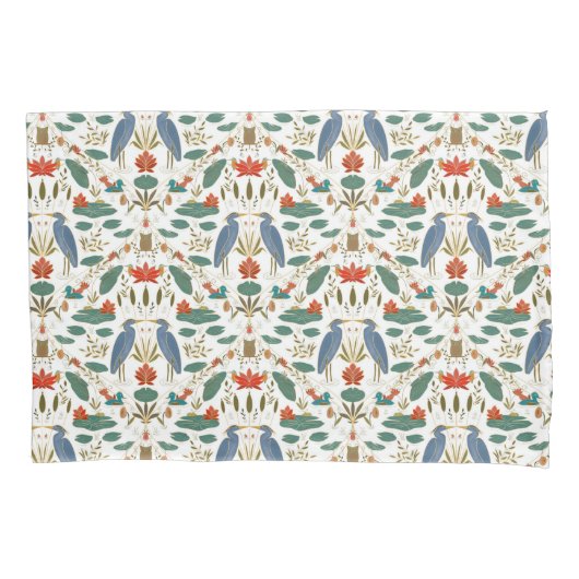 Chique Blauwe Reiger witte Heritage Revival Kussensloop (Voorkant)