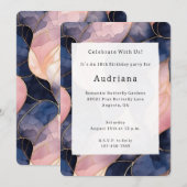 Chique Blauwe Roze Abstracte Verjaardag  Kaart (Voorkant / Achterkant)