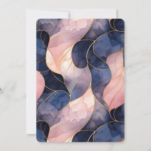 Chique Blauwe Roze Abstracte Verjaardag Kaart (Achterkant)