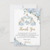 Chique Blauwe Rozen Prinsessen Koets Bruidsdouche Bedankkaart (Voorkant)