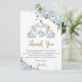 Chique Blauwe Rozen Prinsessen Koets Bruidsdouche Bedankkaart (Staand voorkant)