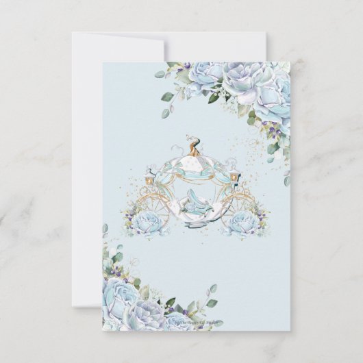 Chique Blauwe Rozen Prinsessen Koets Bruidsdouche Bedankkaart (Achterkant)