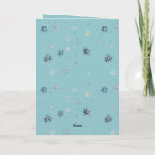 Chique Blauwe Sneeuwvlokken Roodharige Vrouw Kaart (Achterkant)