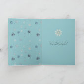 Chique Blauwe Sneeuwvlokken Roodharige Vrouw Kaart (Binnen)