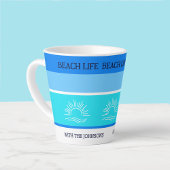Chique blauwe strepen familienaam Beach House Latte Mok