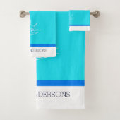 Chique blauwe strepen Ocean Beach House Bad Handdoek (Insitu)