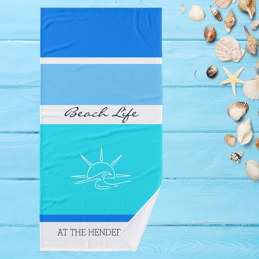 Chique blauwe strepen Ocean Beach House Bad Handdoek