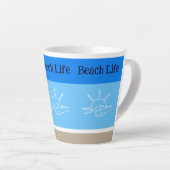 Chique blauwe strepen Tan Beach House Latte Mok (Rechterhoek)