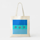 Chique Blauwe Strepen Vis en Zeeschelpen Strandlev Tote Bag (Achterkant)