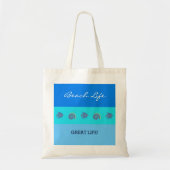 Chique Blauwe Strepen Vis en Zeeschelpen Strandlev Tote Bag (Voorkant)
