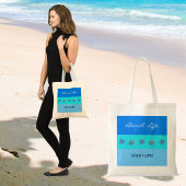 Chique Blauwe Strepen Vis en Zeeschelpen Strandlev Tote Bag