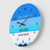 Chique blauwe strepen Wave familienaam Beach House Grote Klok (Hoek)