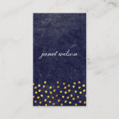 chique blauwe textuur met gouden spattenpatroon visitekaartje (Voorkant)