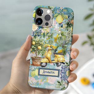 Chique blauwe turquoise Siciliaanse citrus collage iPhone 15 Case