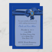Chique blauwe uitnodiging voor jubileumfeest (Voorkant / Achterkant)