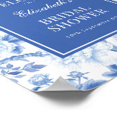 Chique Blauwe Witte Chinoiserie Bruiloft Welkom Poster (Hoek)