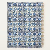 Chique Blauwe Witte Toile de Jouy Monogram Kader Planner (Achterkant)