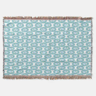 Chique Blauwe Witte Vintage Maagdenpalm Bloemmotie Deken