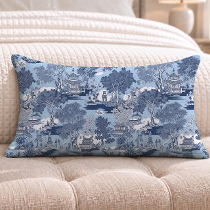 Chique blauwe witte wilg chinoiserie cottage kussen