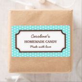 Chique blauwgroen aqua polka dot stippen patroonin etiket (Insitu)