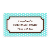 Chique blauwgroen aqua polka dot stippen patroonin etiket (Voorkant)
