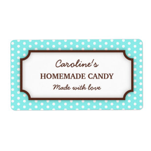 Chique blauwgroen aqua polka dot stippen patroonin etiket