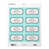 Chique blauwgroen aqua polka dot stippen patroonin etiket (Full Sheet)