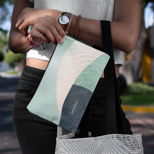 Chique Blauwgroen & Beige Classy Minimalist Etui