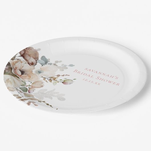 Chique Blauwgroen bloemblaadjes en Prosecco Bloeme Papieren Bordje (Gekanteld)